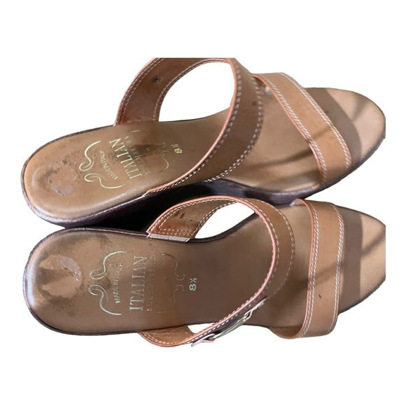 Italian shoemaker womens slip on platform sandal leather color. Size 8.5 - Picture 5 of 12